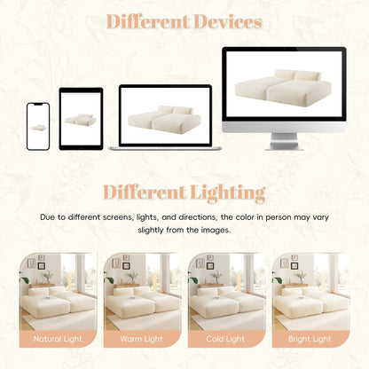 Modular 72-Inch Fully Compressed Sofa Bed with Frameless Design for Living Room, No Assembly Required