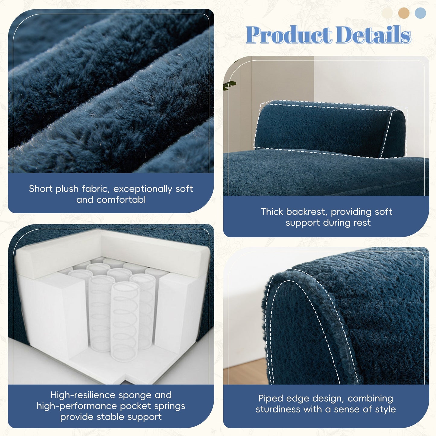 Modular 72-Inch Fully Compressed Sofa Bed with Frameless Design for Living Room, No Assembly Required