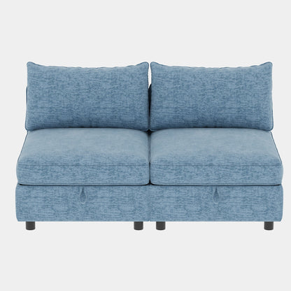 Modular Armless Fabric Sofa Seat Convertible Sectional Piece with Hidden Storage for Living Room