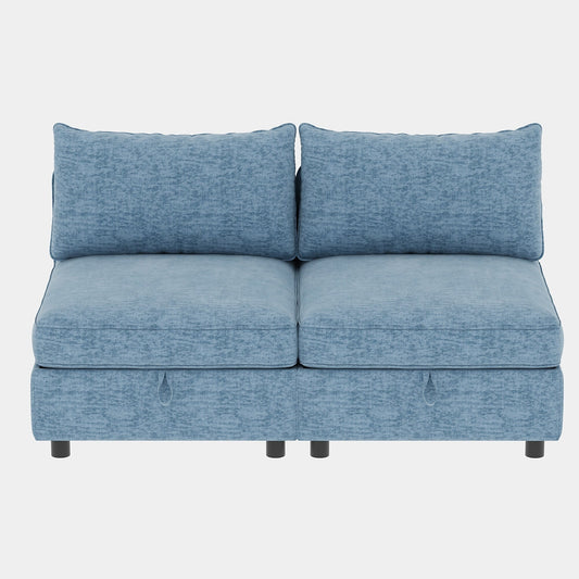 Modular Armless Fabric Sofa Seat Convertible Sectional Piece with Hidden Storage for Living Room