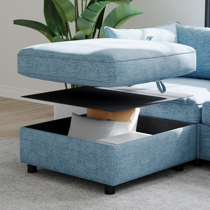 Modular Armless Fabric Sofa Seat Convertible Sectional Piece with Hidden Storage for Living Room