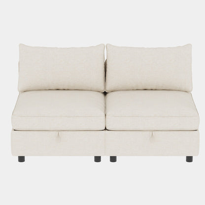 Modular Armless Fabric Sofa Seat Convertible Sectional Piece with Hidden Storage for Living Room