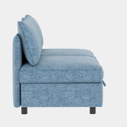 Modular Armless Fabric Sofa Seat Convertible Sectional Piece with Hidden Storage for Living Room