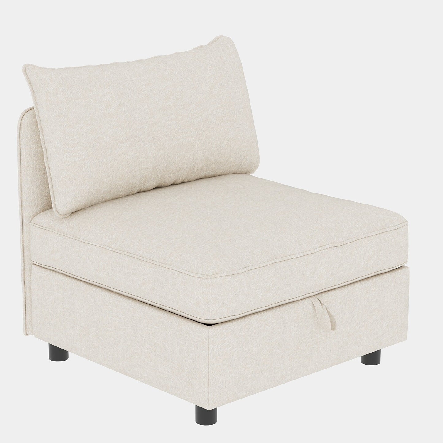 Modular Armless Fabric Sofa Seat Convertible Sectional Piece with Hidden Storage for Living Room