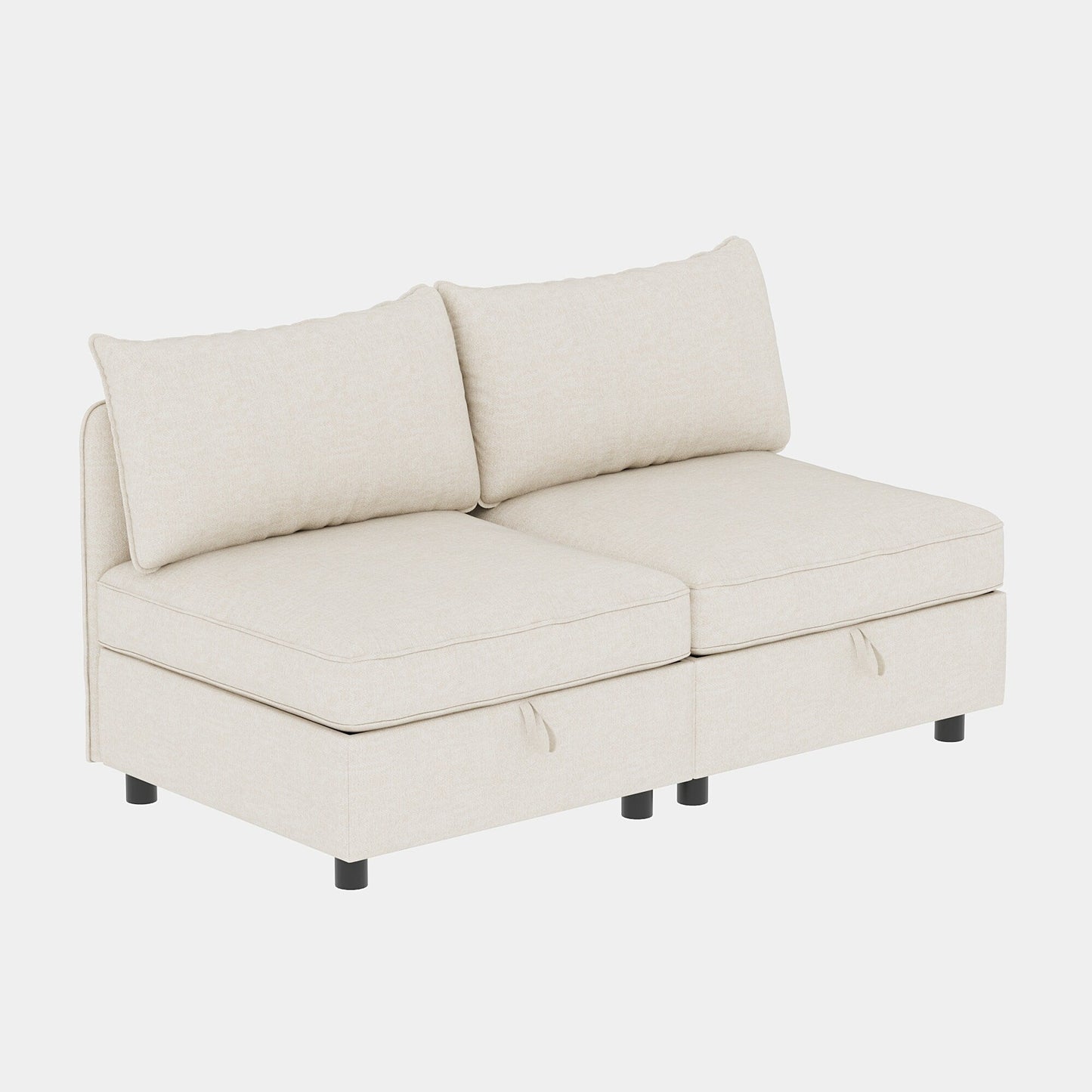 Modular Armless Fabric Sofa Seat Convertible Sectional Piece with Hidden Storage for Living Room