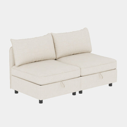 Modular Armless Fabric Sofa Seat Convertible Sectional Piece with Hidden Storage for Living Room