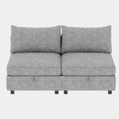Modular Armless Fabric Sofa Seat Convertible Sectional Piece with Hidden Storage for Living Room