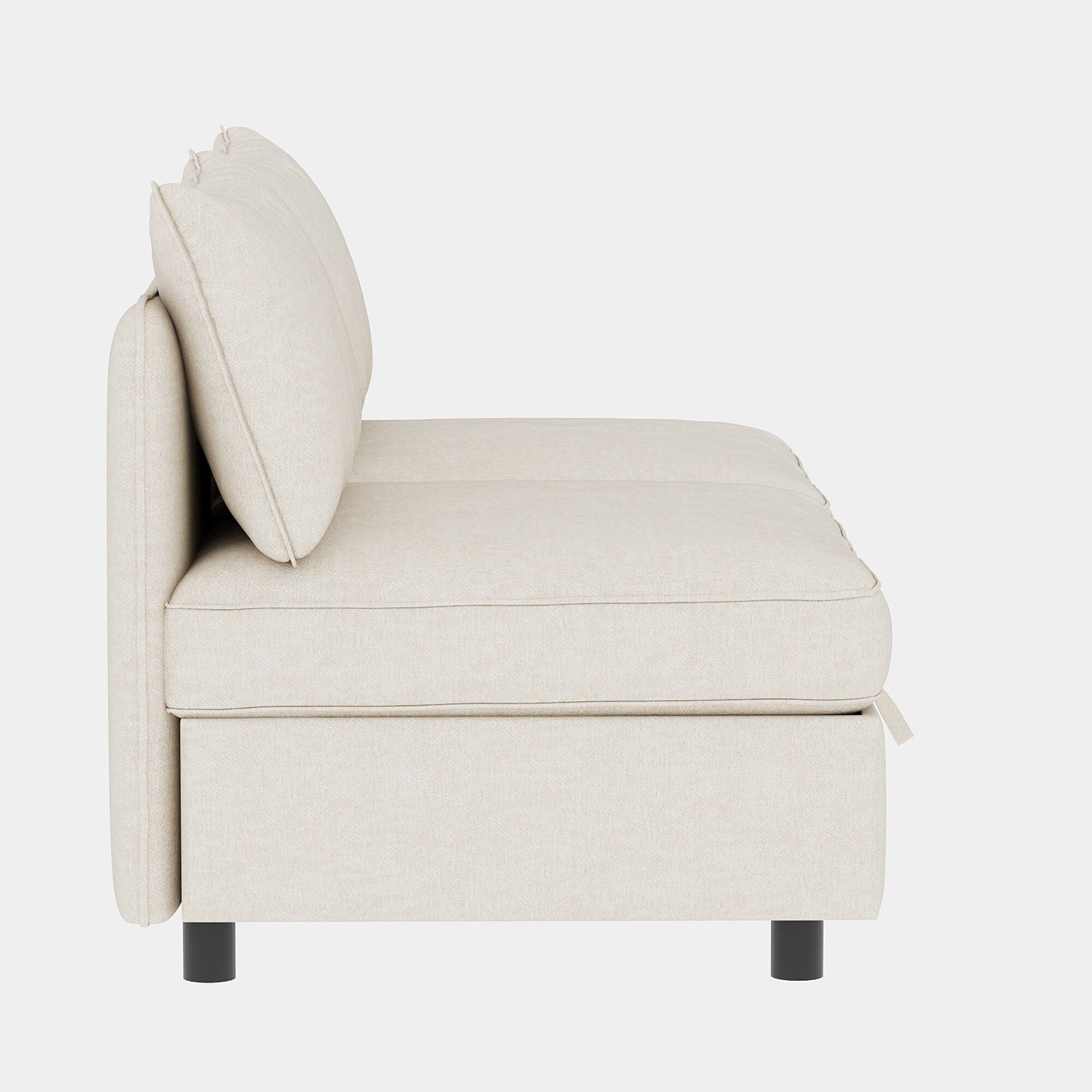 Modular Armless Fabric Sofa Seat Convertible Sectional Piece with Hidden Storage for Living Room