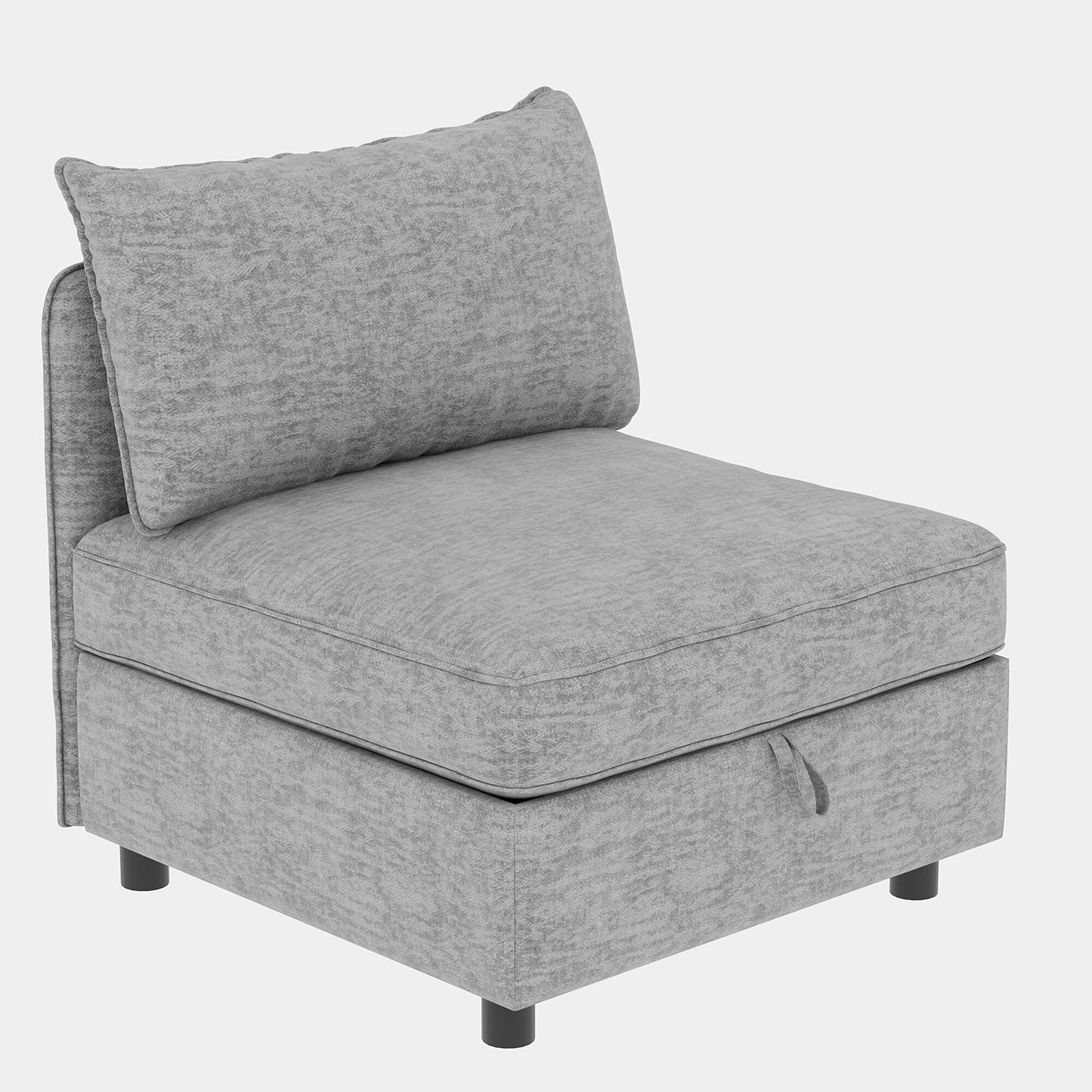 Modular Armless Fabric Sofa Seat Convertible Sectional Piece with Hidden Storage for Living Room