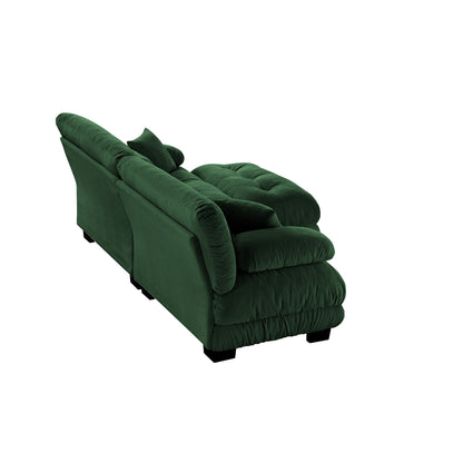 Modular Chenille 2-Seat Cloud Couch Sectional Sofa with Convertible Ottoman and Lumbar Pillows for Living Room