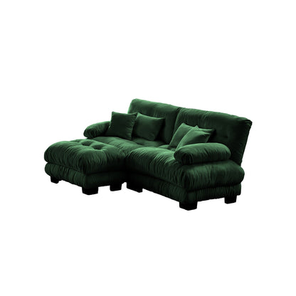 Modular Chenille 2-Seat Cloud Couch Sectional Sofa with Convertible Ottoman and Lumbar Pillows for Living Room