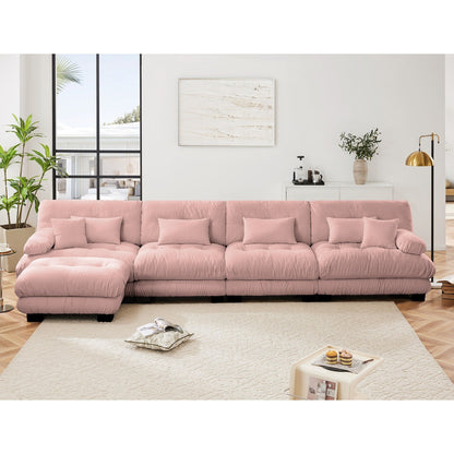 Modular L-Shaped 4-Seater Sectional Sofa Free Combination Cloud Sofa with Convertible Ottomans for Living Room