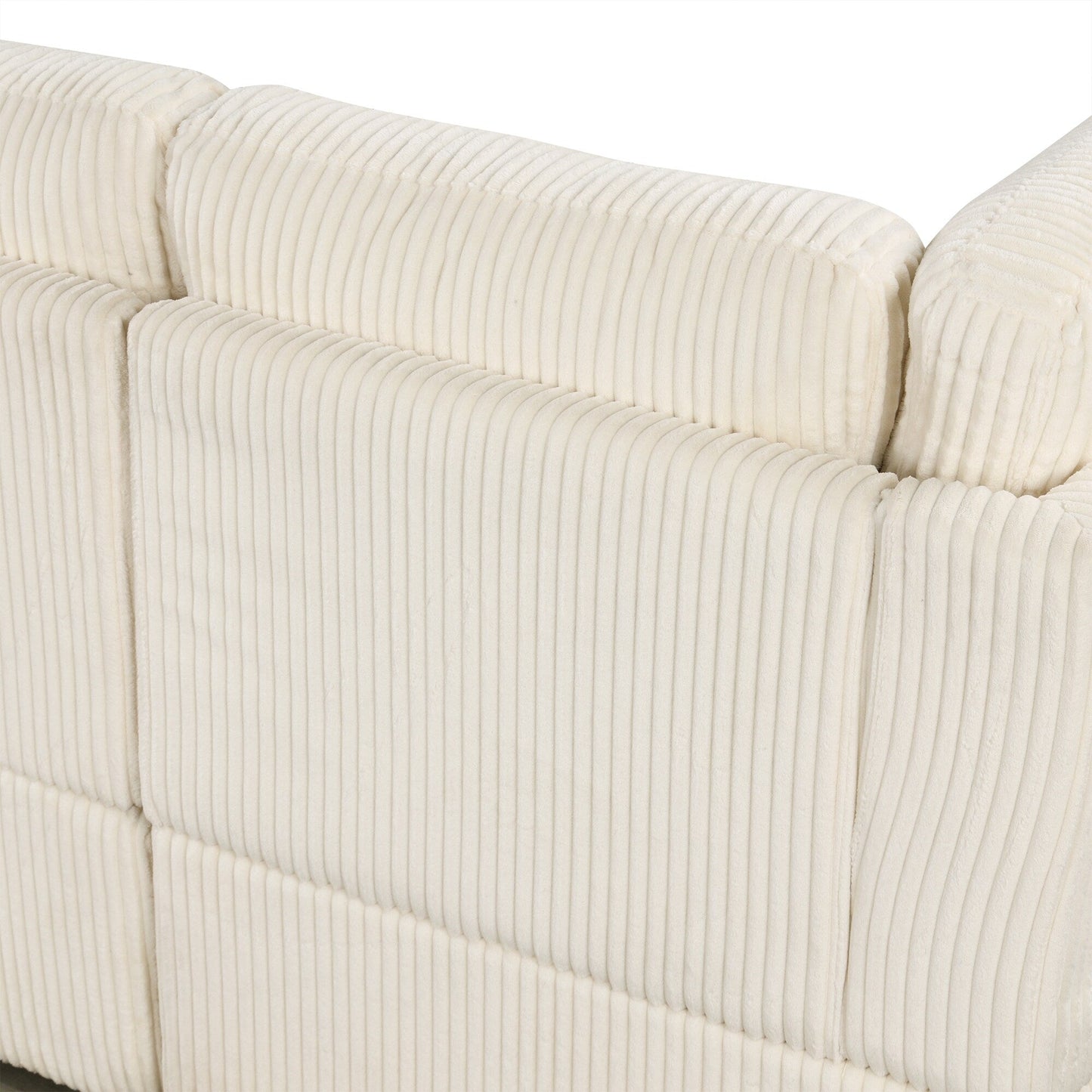 Modular U-Shaped Corduroy Sofa Bed 6-Seater Convertible Sectional with Storage Chaise and USB Ports for Living Room