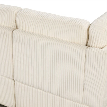 Modular U-Shaped Corduroy Sofa Bed 6-Seater Convertible Sectional with Storage Chaise and USB Ports for Living Room