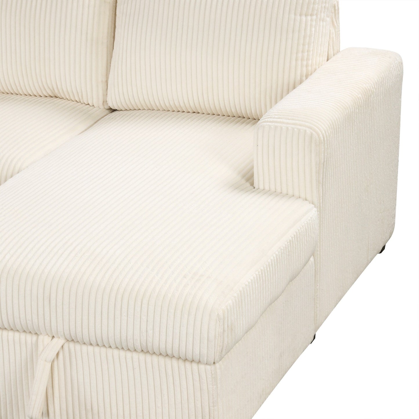 Modular U-Shaped Corduroy Sofa Bed 6-Seater Convertible Sectional with Storage Chaise and USB Ports for Living Room