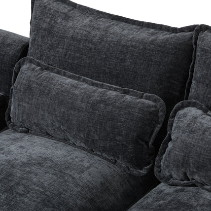 Modular U-Shaped Sectional Sofa With Waist Pillows,6 Seat Upholstered Symmetrical,Chenille Cloud Couch Set With Chaise Lounge