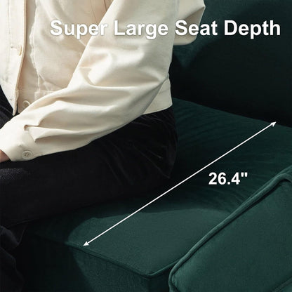 Modular Velvet Sectional Sofa with Chaise Lounge - Sleeper Sofa with Storage Chaise Bed for Living Room, Green