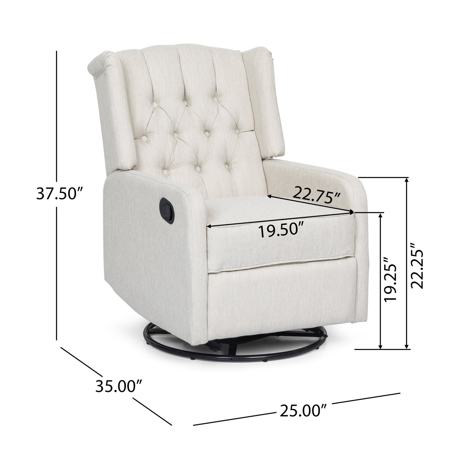 Mohaven Contemporary Tufted Wingback Swivel Recliner by Christopher Knight Home