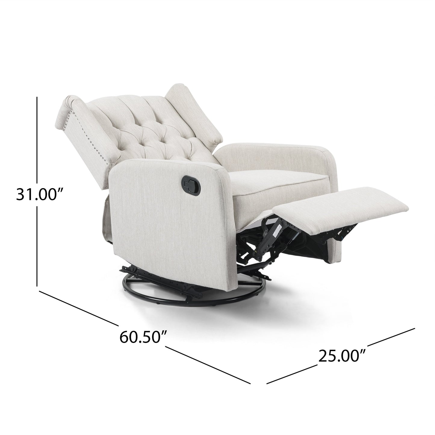 Mohaven Contemporary Tufted Wingback Swivel Recliner by Christopher Knight Home