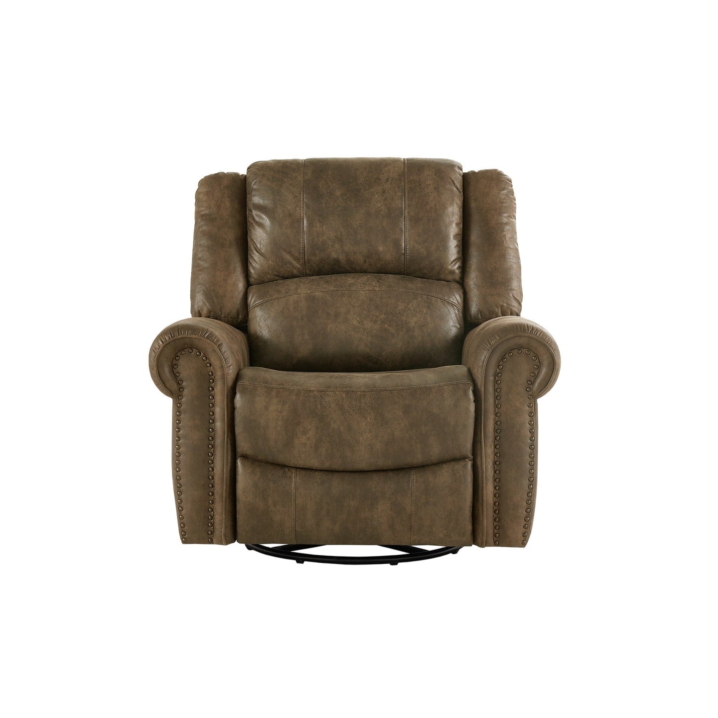 Monroe Polished Microfiber Nailhead Swivel Glider Recliner by iNSPIRE Q Classic