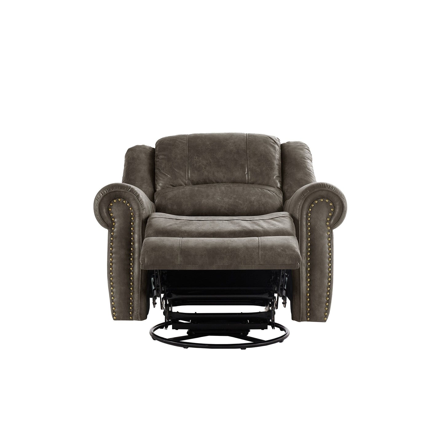 Monroe Polished Microfiber Nailhead Swivel Glider Recliner by iNSPIRE Q Classic