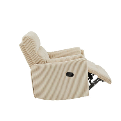 Montclair Plush Corduroy Fabric Manual Swivel Glider Recliner by iNSPIRE Q Classic