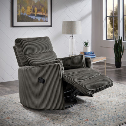 Montclair Plush Corduroy Fabric Manual Swivel Glider Recliner by iNSPIRE Q Classic