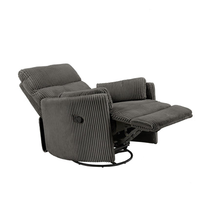 Montclair Plush Corduroy Fabric Manual Swivel Glider Recliner by iNSPIRE Q Classic