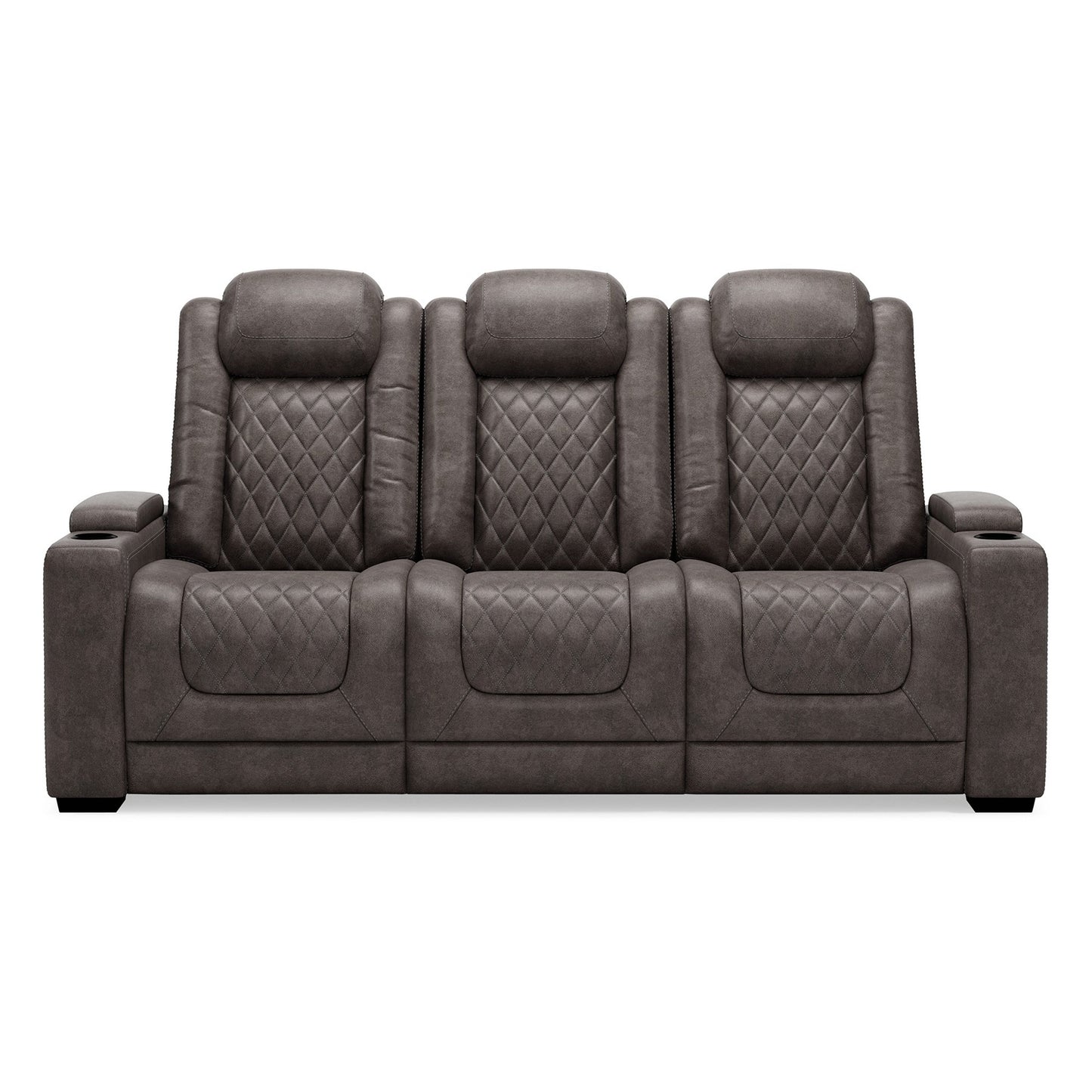Montt Power Reclining Sofa, USB Port, Matte Gray Faux Leather, 82 Inch