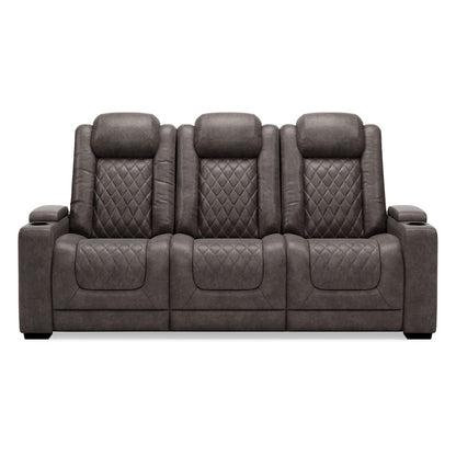 Montt Power Reclining Sofa, USB Port, Matte Gray Faux Leather, 82 Inch