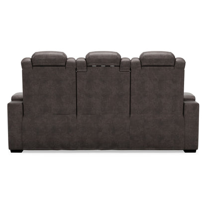 Montt Power Reclining Sofa, USB Port, Matte Gray Faux Leather, 82 Inch