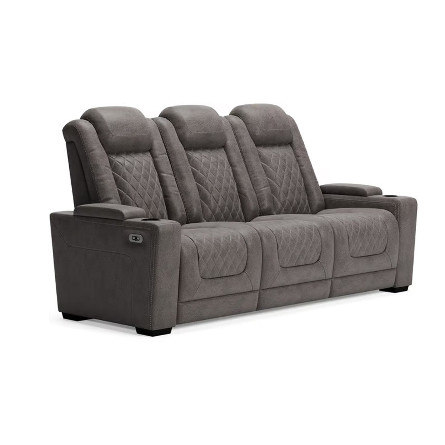 Montt Power Reclining Sofa, USB Port, Matte Gray Faux Leather, 82 Inch