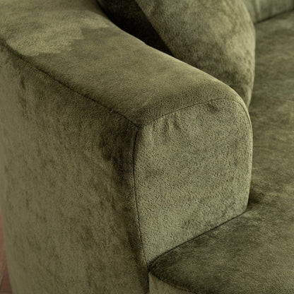 Moon shaped sofa, modern sleeper cat waist sofa with deep seat, non assembly sponge compression sofa (Green chenille fabric )