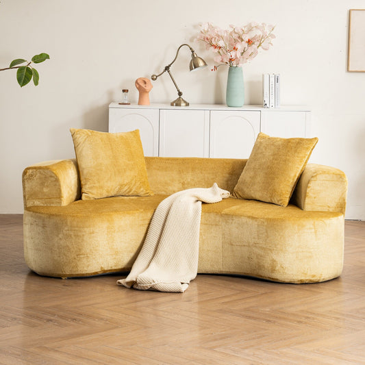 Moon shaped sofa, modern sleeper cat waist sofa with deep seat, non assembly sponge compression sofa