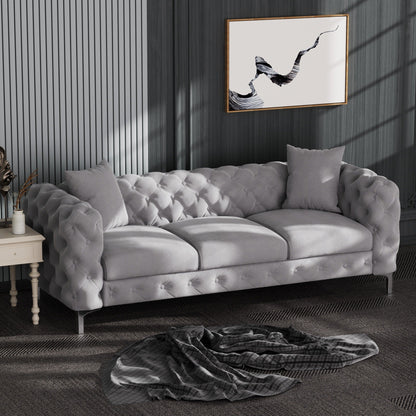 Morden Fort Modern Velvet Sofa with Button Tufted,Solid Wood Frame and Iron Legs