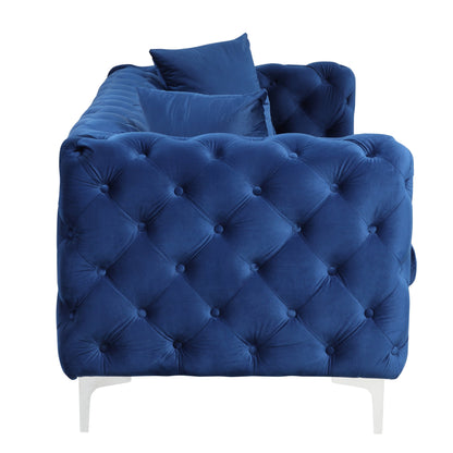 Morden Fort Modern Velvet Sofa with Button Tufted,Solid Wood Frame and Iron Legs