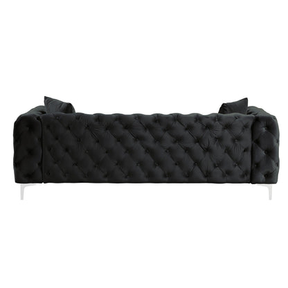 Morden Fort Modern Velvet Sofa with Button Tufted,Solid Wood Frame and Iron Legs