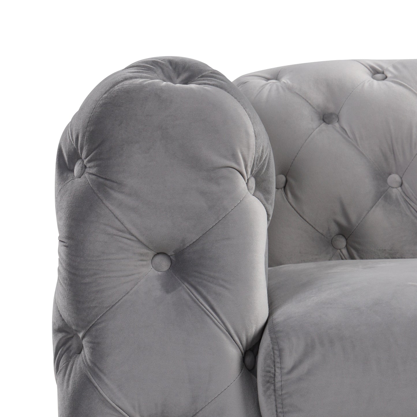 Morden Fort Modern Velvet Sofa with Button Tufted,Solid Wood Frame and Iron Legs