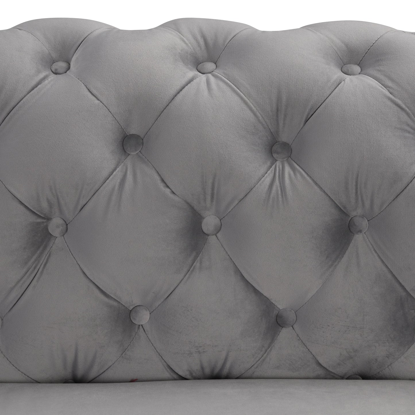 Morden Fort Modern Velvet Sofa with Button Tufted,Solid Wood Frame and Iron Legs