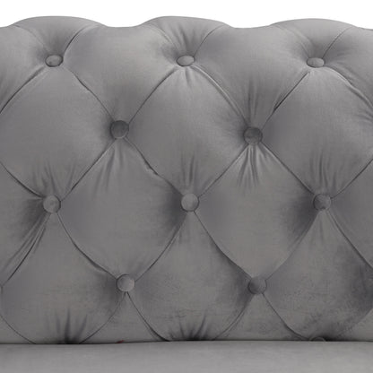 Morden Fort Modern Velvet Sofa with Button Tufted,Solid Wood Frame and Iron Legs