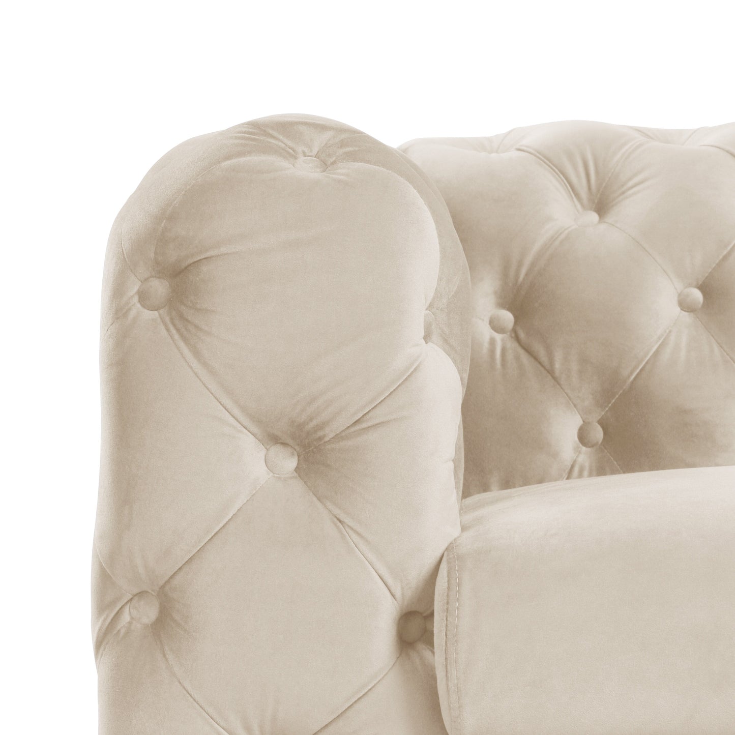 Morden Fort Modern Velvet Sofa with Button Tufted,Solid Wood Frame and Iron Legs