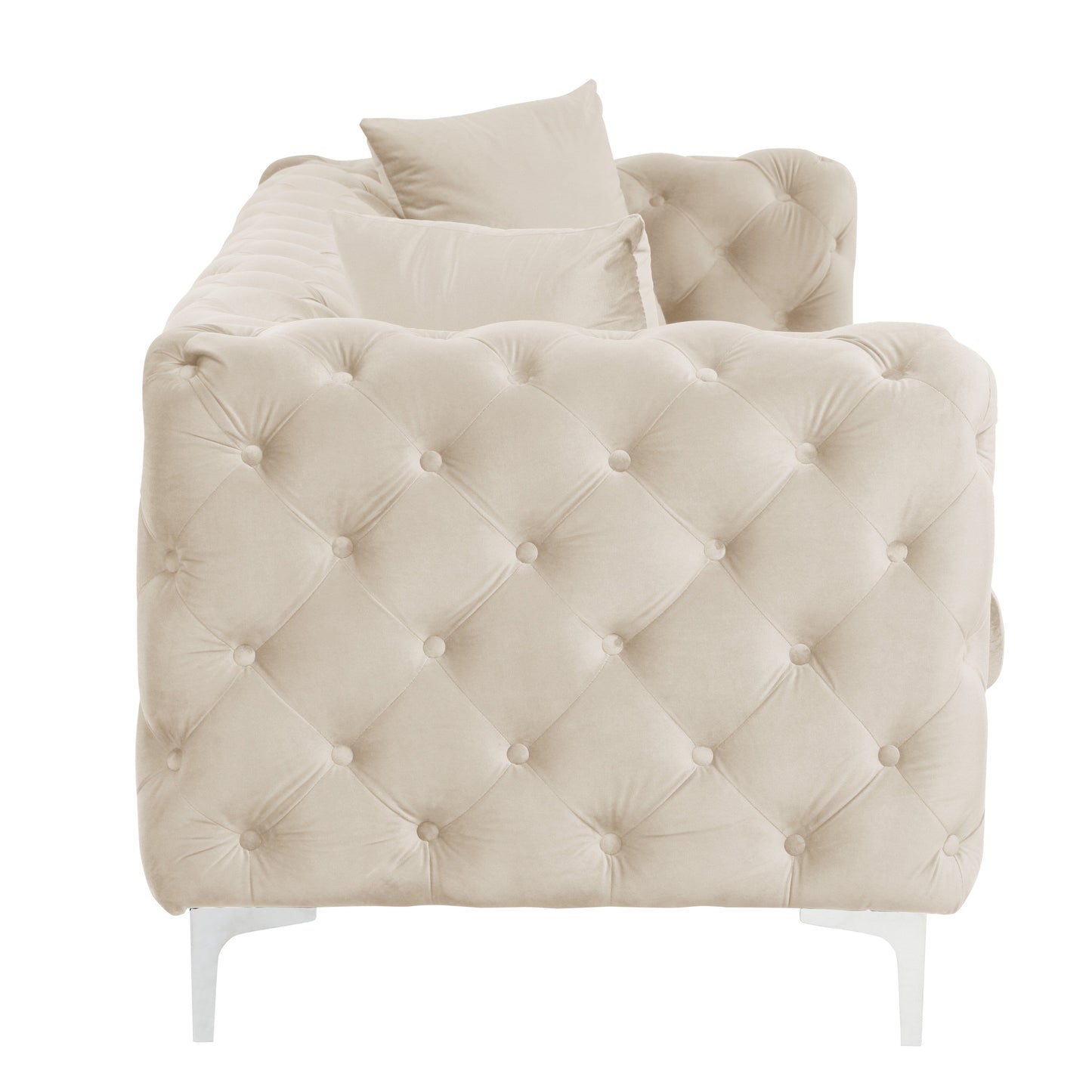 Morden Fort Modern Velvet Sofa with Button Tufted,Solid Wood Frame and Iron Legs