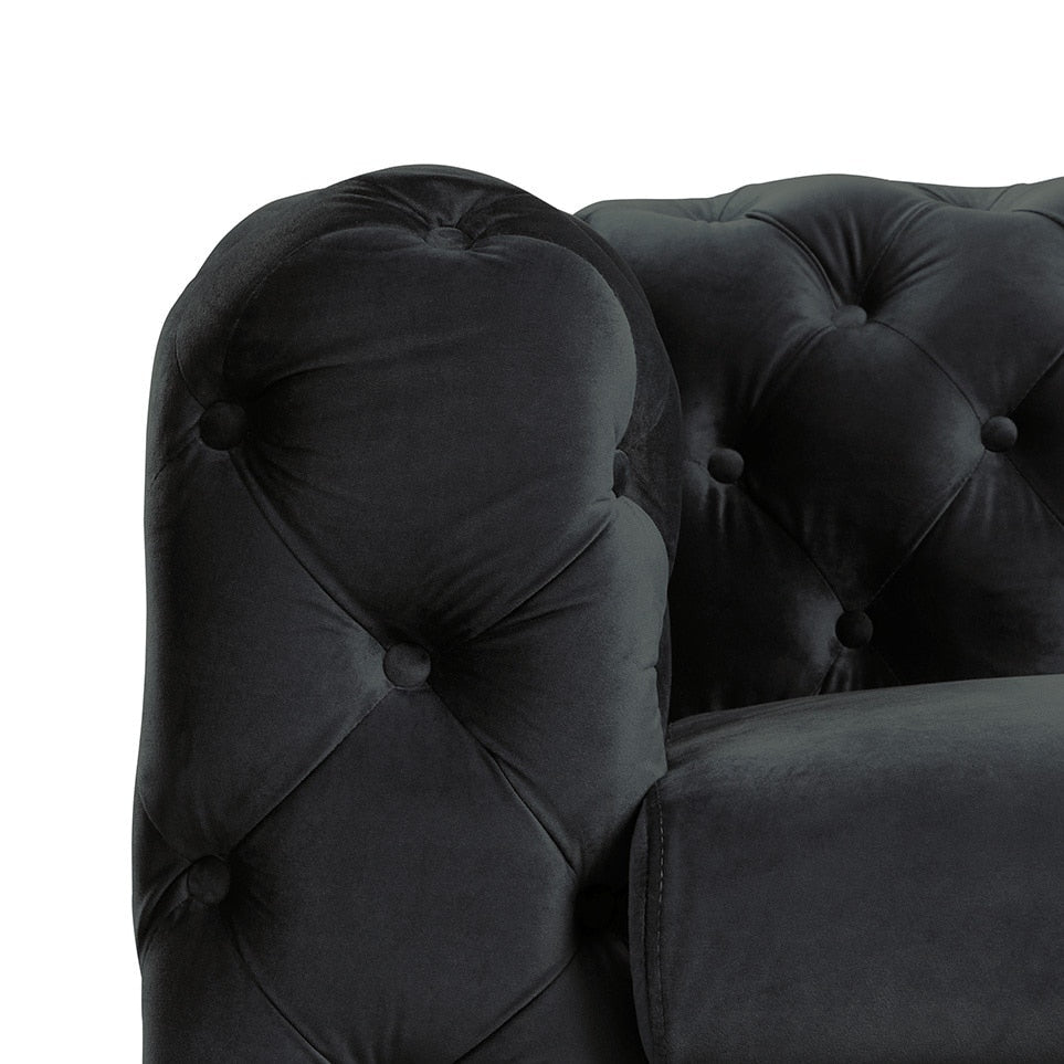 Morden Fort Modern Velvet Sofa with Button Tufted,Solid Wood Frame and Iron Legs