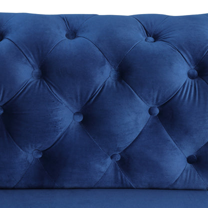 Morden Fort Modern Velvet Sofa with Button Tufted,Solid Wood Frame and Iron Legs