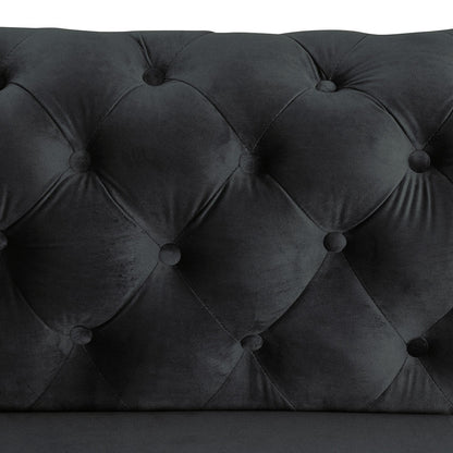 Morden Fort Modern Velvet Sofa with Button Tufted,Solid Wood Frame and Iron Legs