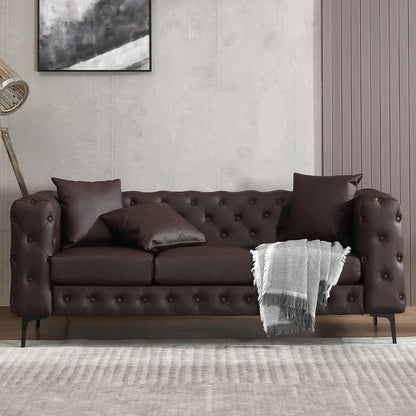 Morden Fort Modern Velvet Sofa with Button Tufted,Solid Wood Frame and Iron Legs