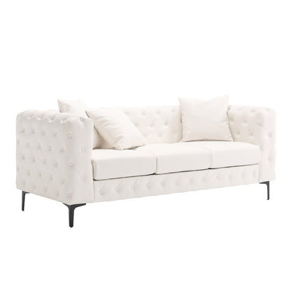 Morden Fort Modern Velvet Sofa with Button Tufted,Solid Wood Frame and Iron Legs