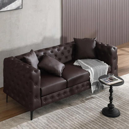 Morden Fort Modern Velvet Sofa with Button Tufted,Solid Wood Frame and Iron Legs
