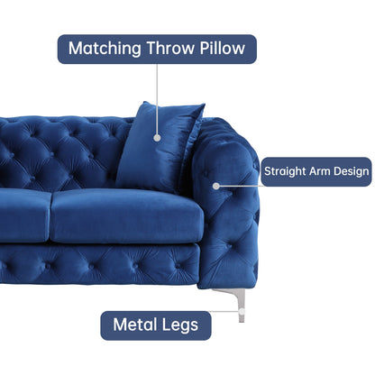 Morden Fort Modern Velvet Sofa with Button Tufted,Solid Wood Frame and Iron Legs