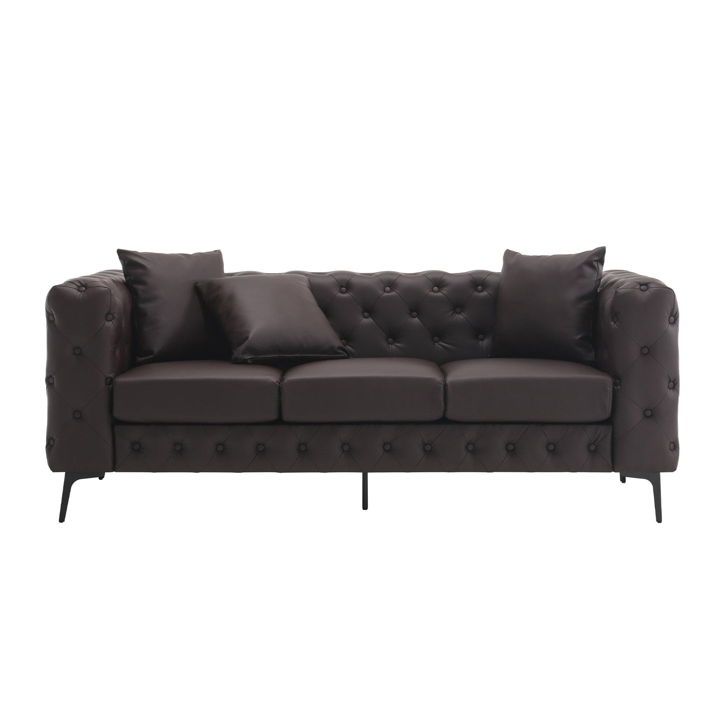 Morden Fort Modern Velvet Sofa with Button Tufted,Solid Wood Frame and Iron Legs